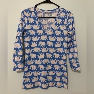 Lilly Pulitzer cotton top w/ elephants